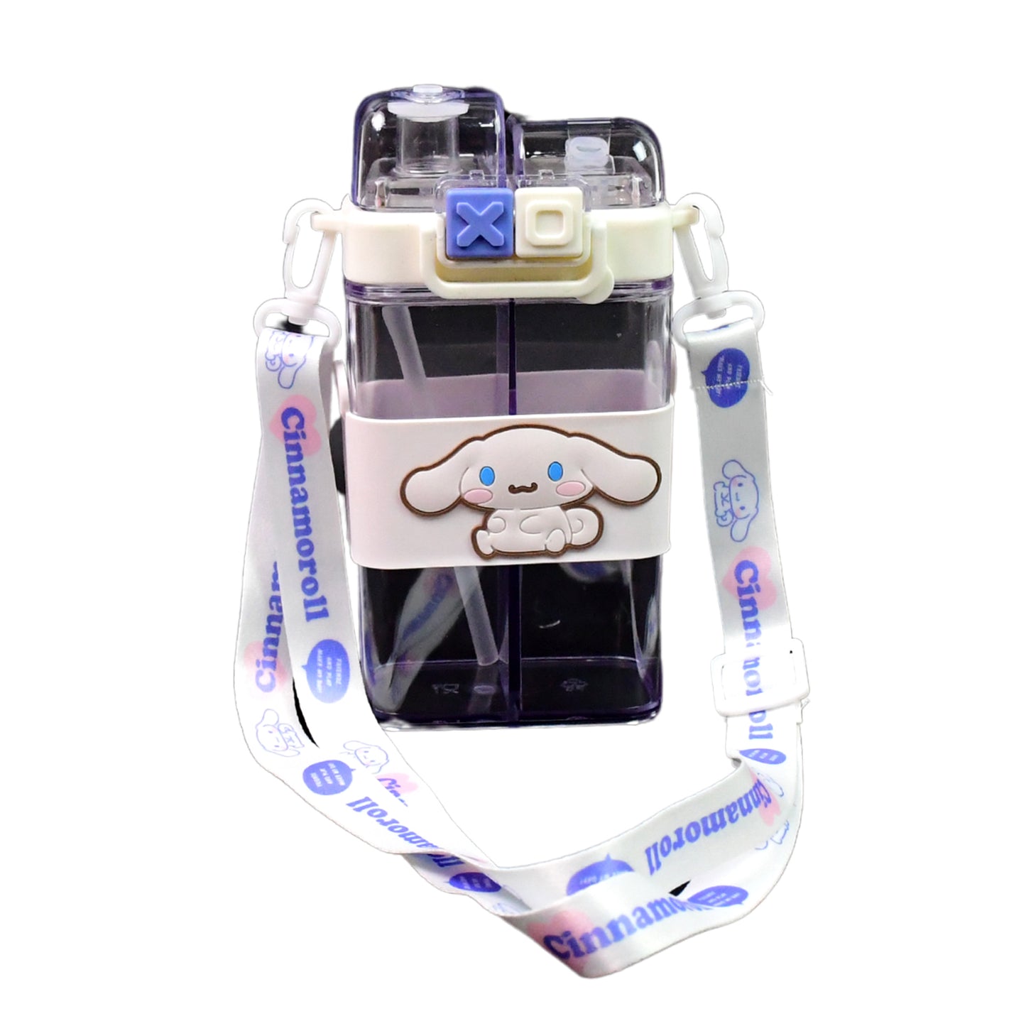 2in1 Dual Compartment Water Bottle With Straw And Adjustable Shoulder Straps (1 Pc Multi Color)